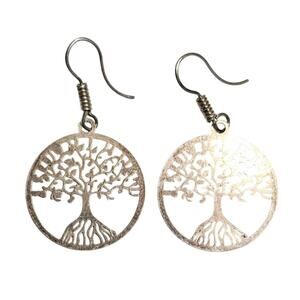 Vintage Mexican Sterling Silver Tree of Life Drop Earrings